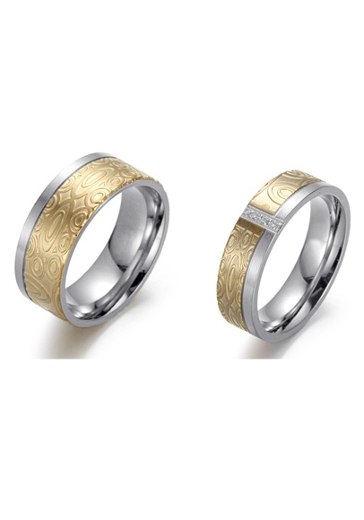 Firetti Trauring »6,0 mm, 8,0 mm, bicolor, teilweise IP-beschichtet, gelbgoldfarben, glänzend, matt, strukturiert«