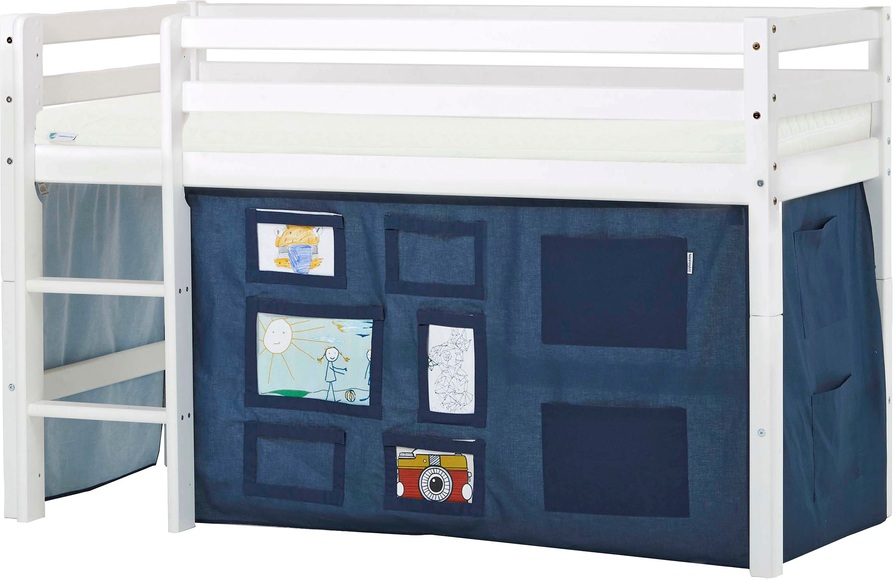 Hoppekids Hochbett, mit Matratze und Textil-Set