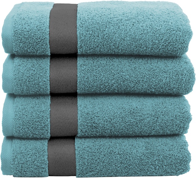 Home affaire Handtuch Set »»Condes« mit Bordüre«, Set, 4 tlg., Frottee, Premium 550gr/m², aus Bio-Baumwolle, 4 Handtücher (50x100 cm)