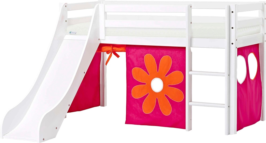 Hoppekids Hochbett, inkl. Rutsche mit Absturzschutzseiten, Matratze und Leiter