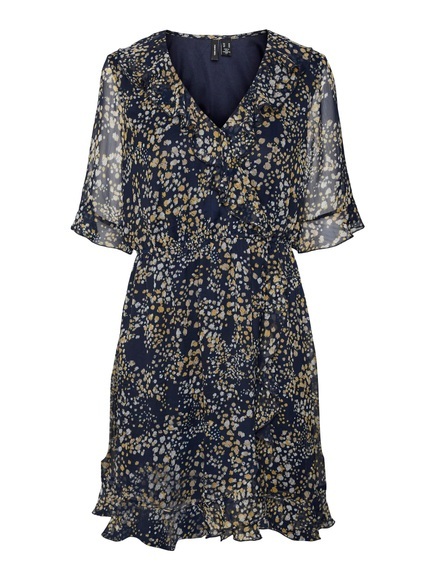 Vero Moda Blusenkleid »VMDORA KAYA 2/4 SHORT DRESS WVN GA«, mit Volant am Saum