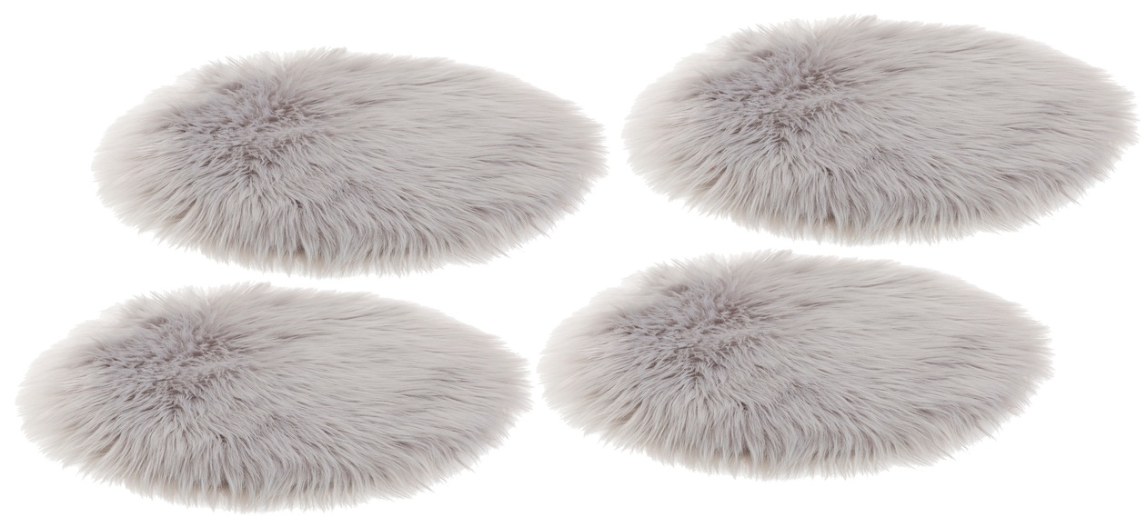 Home affaire Sitzkissen »Dena«, (4 St., 4-teilig), Sitzauflage, Sitzfell, rund, Ø 35 cm, Kunstfell