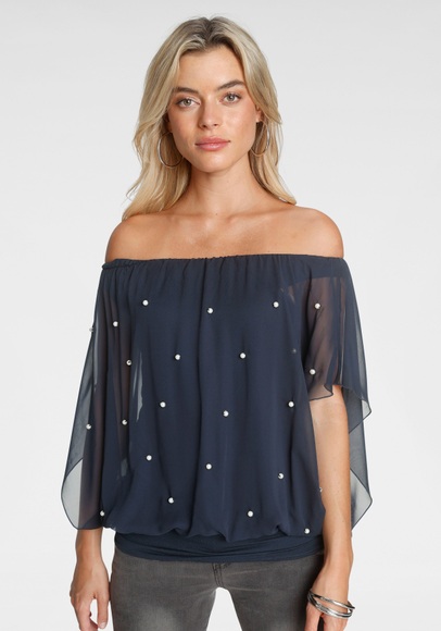 Melrose Chiffonbluse, mit Zierperlen
