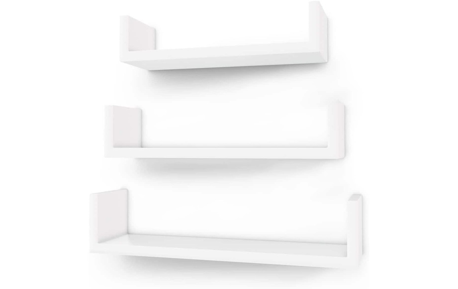 Songmics - Wandregal 3er Set U-Form Schweberegal kreatives Lounge Cube Regal aus MDF-Platte Weiß LWS40WT