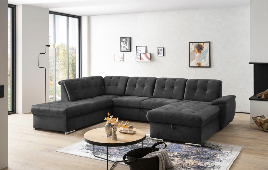 exxpo - sofa fashion Wohnlandschaft, (4 St.), 6x Kopfteilverstellung, Wahlweise mit Bettfunktion und Bettkasten