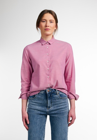 ETERNA LANGARM BLUSE MODERN CLASSIC UPCYCLING SHIRT OXFORD VIOLETTROT