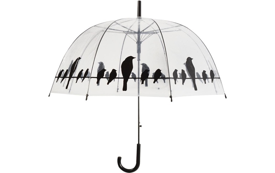 Le Monde Du Parapluie - Stockregenschirm Bird - Transparent und Schwarz