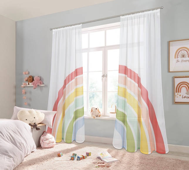 Gardine, »Regenbogen«, Lüttenhütt, Kräuselband 2 Stück