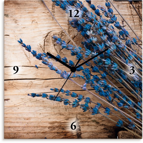 Artland Wanduhr »Lavendel vor Holzhintergrund«