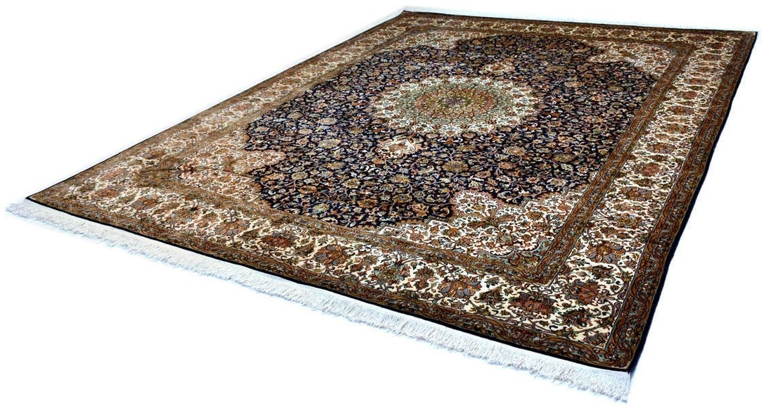 Kayoom Seidenteppich »Kashan 220«, rechteckig, 10 mm Höhe, Einzelstück mit Zertifikat, Wohnzimmer