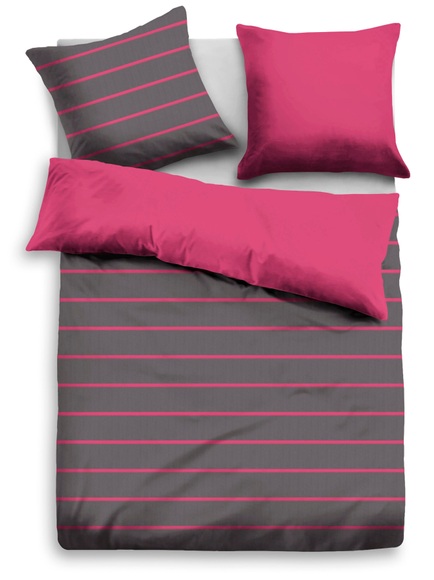 my home Wendebettwäsche »Katja«, (2 tlg.), Bettwäsche mit Streifen-Design, sportliche Bettwäsche für Kinder
