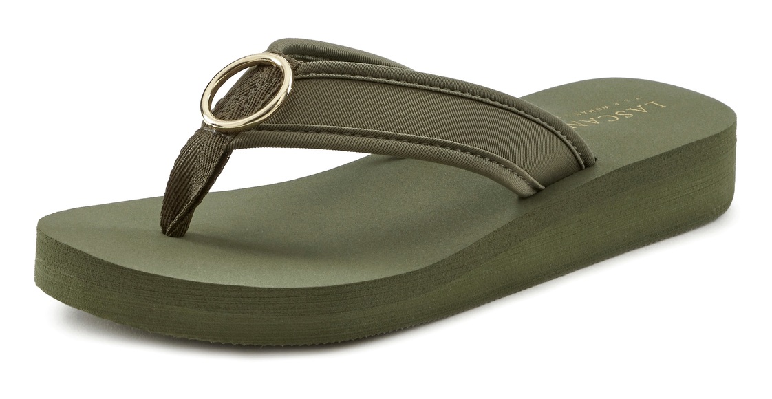 LASCANA Badezehentrenner, Pantolette mit Ringapplikation 