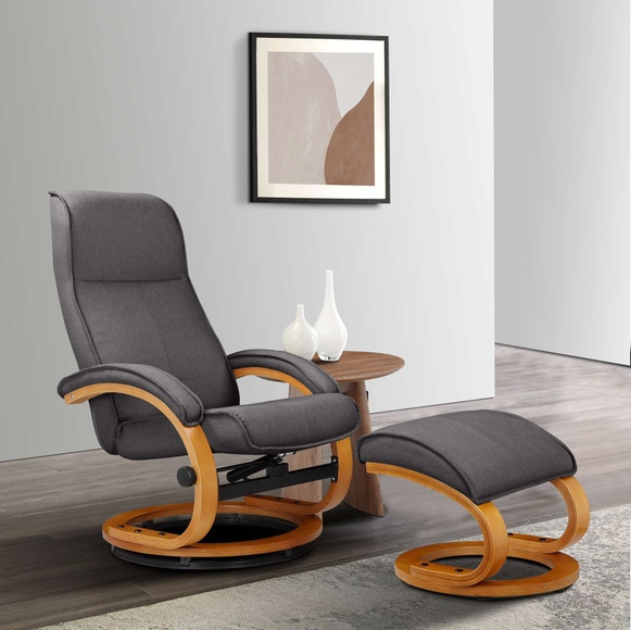 Home affaire Relaxsessel »Paris TV-Sessel, Liegesessel, manuell verstellbar,«, (Set, 2 St., bestehend aus Sessel und Hocker), Microfase, NaturLEDER, Webstoff, Sitzhöhe 46 cm