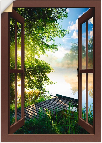 Artland Wandbild »Fensterblick Angelsteg am Fluss«