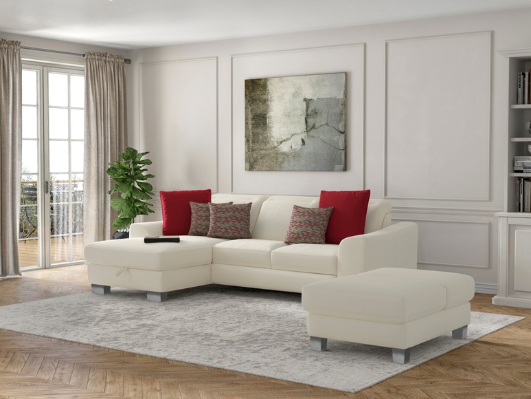 sit&more Ecksofa »Durness«, mit Federkern und hochwertigen Edelstahlfüssen, wahlweise mit Kopfteilverstellung, Bettfunktion und Bettkasten oder mit Bettfunktion und Bettkasten
