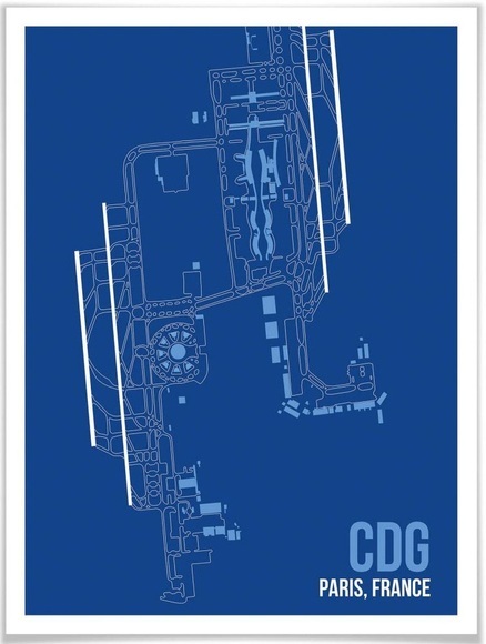 Wall-Art Poster »Wandbild CDG Grundriss Paris«, Grundriss, (1 St.), Poster, Wandbild, Bild, Wandposter