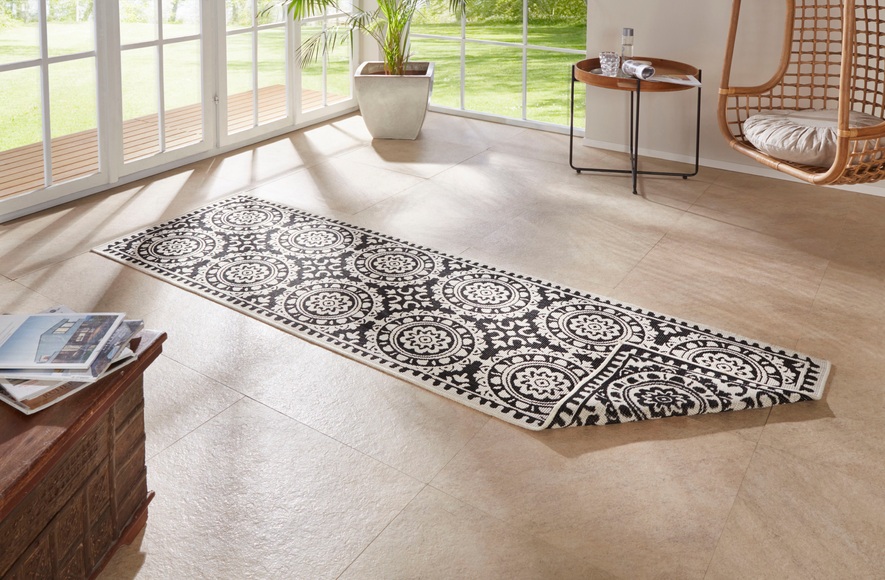 NORTHRUGS Läufer »Jardin«, rechteckig, 5 mm Höhe, In-und Outdoor geeignet, Wohnzimmer, Balkon, Terrasse, Garten, Robust, Pflegeleicht, Flachgewebe, Wendbar