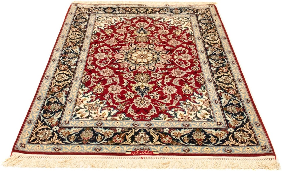 morgenland Teppich »Isfahan Teppich handgeknüpft rot«, rechteckig, 7 mm Höhe, handgeknüpft