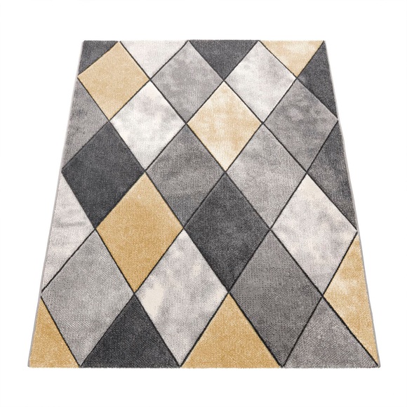 Paco Home Teppich »Lara 238«, rechteckig, 18 mm Höhe, Kurzflor, buntes Rauten Muster, Pastell-Farben, handgefertigter Konturenschnitt, ideal in Wohnzimmer & Schlafzimmer