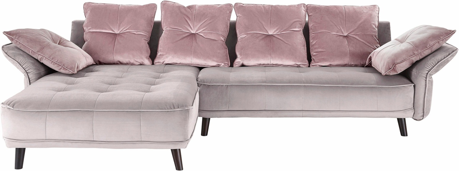 INOSIGN Ecksofa »Charming«, mit farblich abgesetzten Rückenkissen