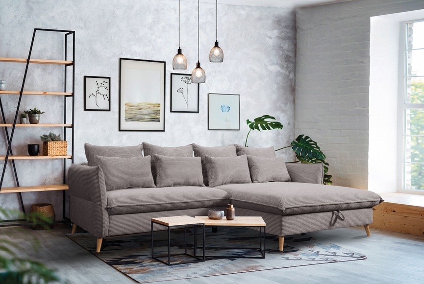 exxpo - sofa fashion Ecksofa »WALPY«, L-Form, wahlweise mit Bettfunktion und Bettkasten, in Cord