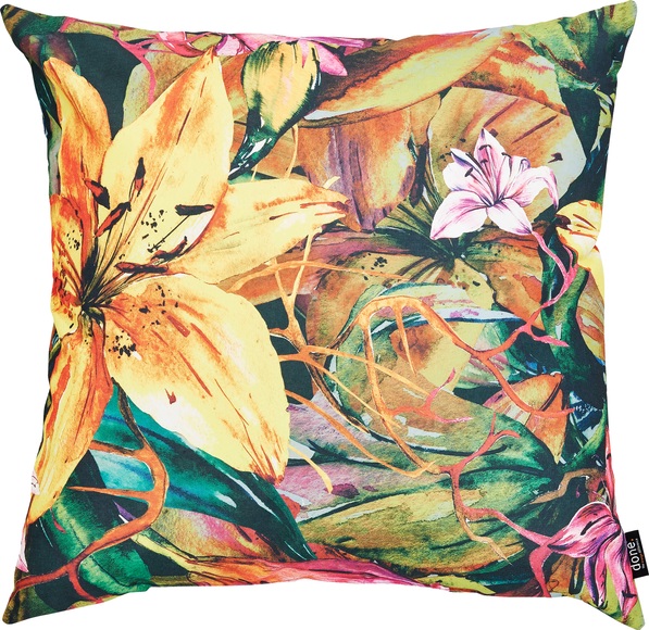 done.® Dekokissen »Yellow Lily«, (1 St.), Beidseitig bedrucktes Outside Kissen inklusive Füllung