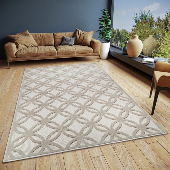 HANSE Home Teppich »Circle«, rechteckig, strapazierfähig, pflegeleicht, robust, Hoch-Tief Optik