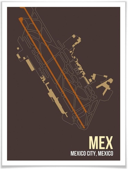 Wall-Art Poster »Wandbild MEX Grundriss Mexico City«, Grundriss, (1 St.), Poster, Wandbild, Bild, Wandposter