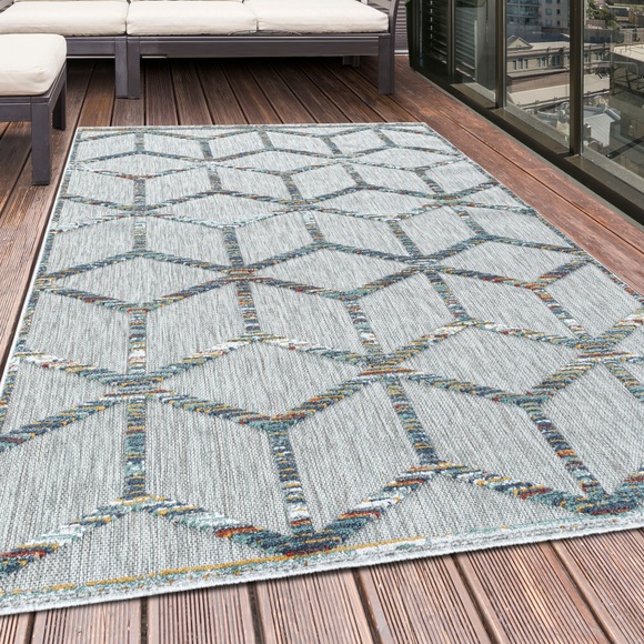 Ayyildiz Teppiche Teppich, rechteckig, 8 mm Höhe, Flachflor mit Hoch-Tief-Struktur, In-und Outdoor geeignet