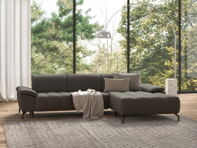 sit&more Ecksofa »Cool«, wahlweise mit Kopfteilverstellung und Vorziehsitz, motorisch, mit schwarzen Füssen