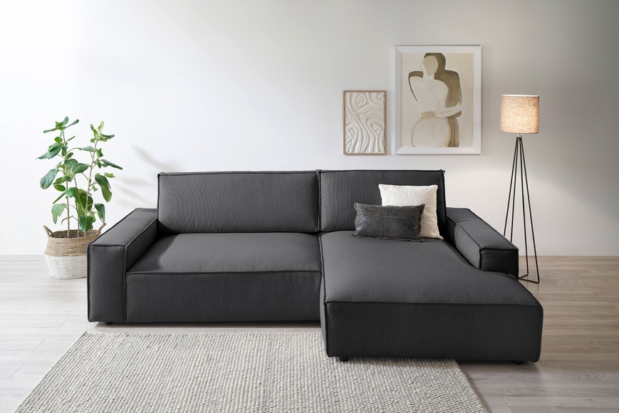 Home affaire Ecksofa »NEU: SHERWOOD XXL 284, Big-Sofa L-Form, tiefe Sitzfläche 95 cm, Cord«, Recamiere rechts/links, als Schlafsofa stellbar, Cord u. Leinenoptik