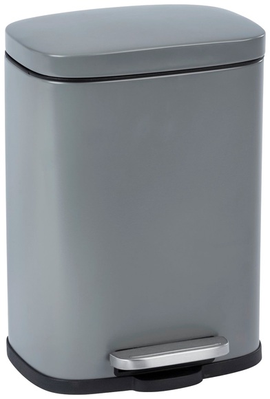 Wenko - Treteimer Leno Easy-Close Grau lackierter Stahl Absenkautomatik 5 Liter - Grau und Schwarz