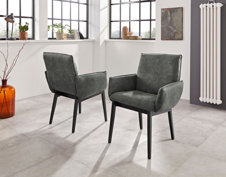 Premium collection by Home affaire Armlehnstuhl »Model 6«, (Set), 2 St., Microfaser, Bezug in Microfaser oder Leder und das Gestell ist Buche Massivholz in schwarz lackiert