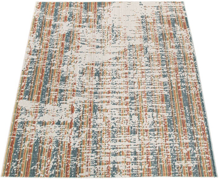 Paco Home Teppich »Murcia 366«, rechteckig, 4 mm Höhe, Flachgewebe, gestreift, Vintage Design, In- und Outdoor geeignet, Wohnzimmer