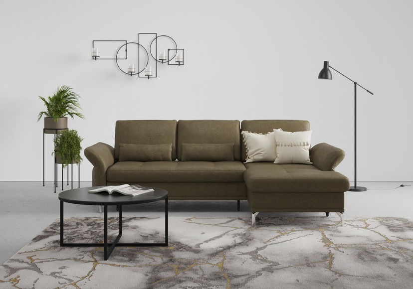 INOSIGN Ecksofa »Palm Beach«, Federkern, mit Sitztiefenverstellung, wahlweise mit Bettfunktion, Bettkasten und Armteilverstellung