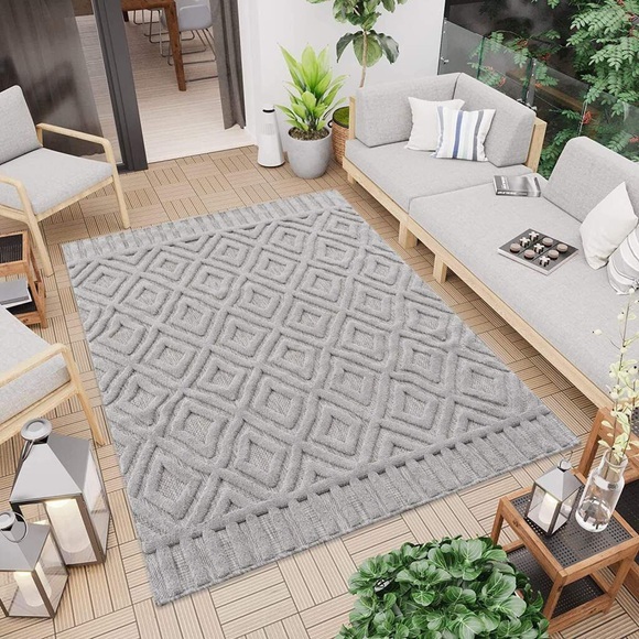 Carpet City Teppich »SANTORINI 58377«, rechteckig, 5 mm Höhe, 3D-Design: Flor erzeugt ein Hoch-Tief-Effekt, In- und Outdoor geeignet