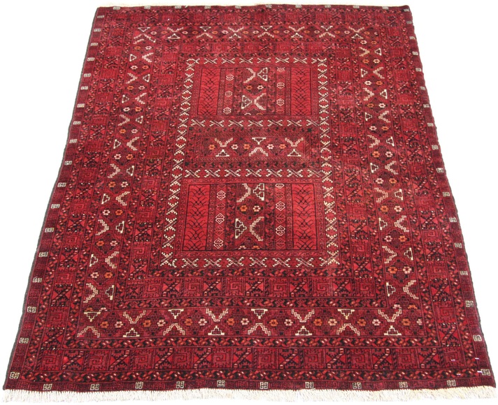 morgenland Wollteppich »Afghan Teppich handgeknüpft rot«, rechteckig, 7 mm Höhe