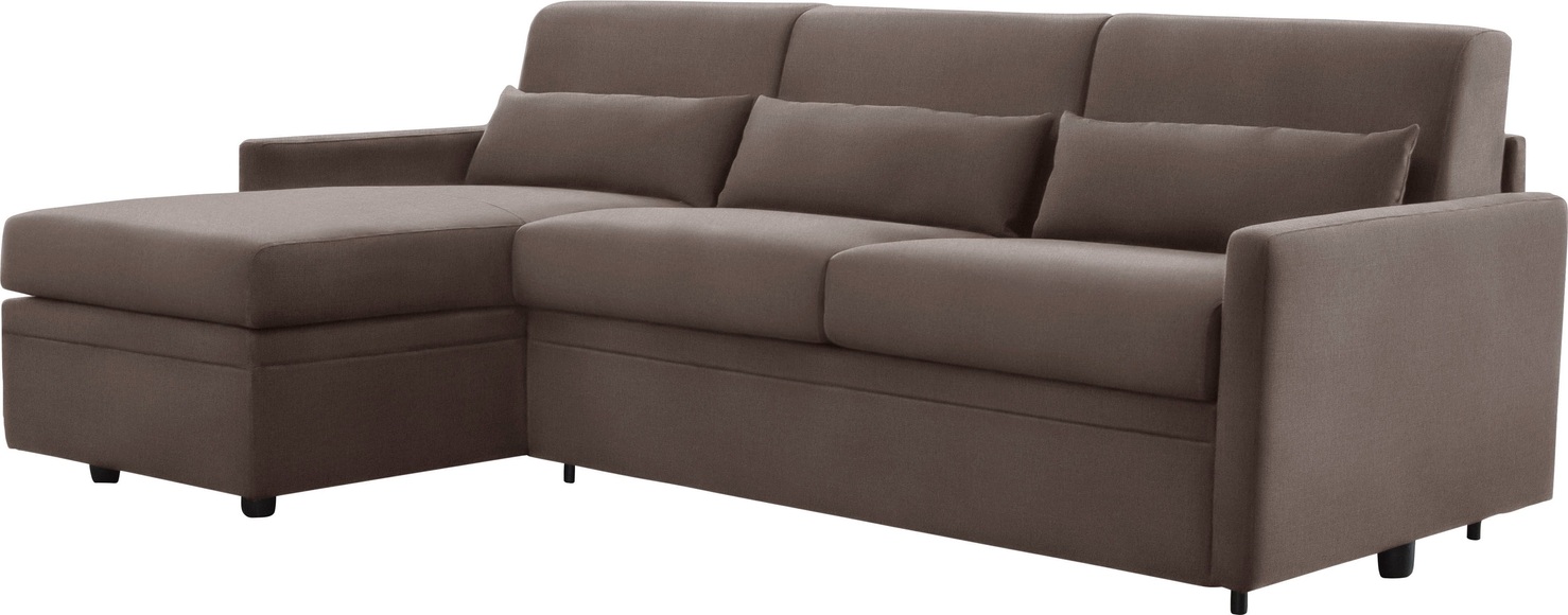 INOSIGN Ecksofa »Avellino«, mit Bettfunktion, inkl. Matratze und klappbaren Metallgestell, Liegefläche 140/208 cm