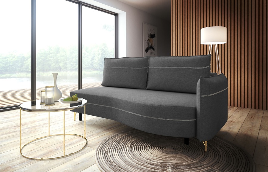 exxpo - sofa fashion Loungesofa »mit toller Kontrastnaht, Solitärmöbel, bequem, schmale Armlehne«, Schlafsofa mit Bettfunktion und Bettkasten, komfortabler Federkern