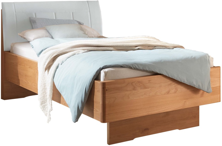WIEMANN Holzbett »Cardiff, Bettgestell, Bettrahmen, teilmassiv, mit Polsterkopfteil« Belastbarkeit 110/220 Kg, 4-fache höhenverstellbar, MADE IN GERMANY, Fussteil aus Massivholz, verschiedene Grössen