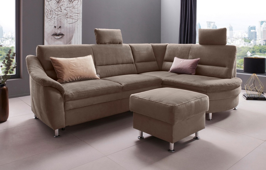 Places of Style Ecksofa »Cardoso«, Federkern, wahlweise mit Bett, Schubkasten