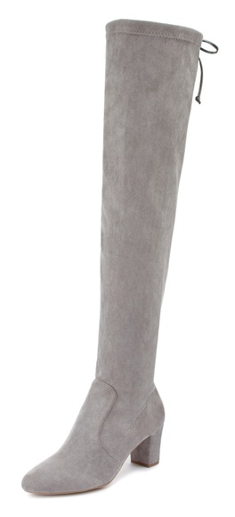 LASCANA Overkneestiefel, aus weichem Stretchmaterial und bequemem Blockabsatz VEGAN