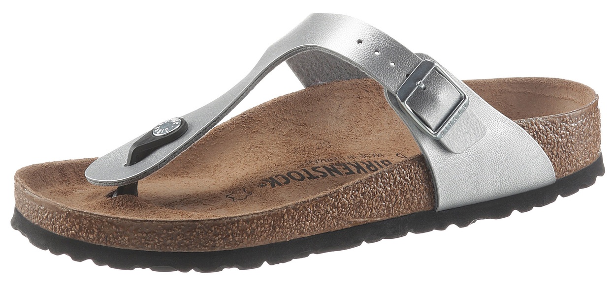 Zehentrenner-Pantolette Gizeh Birkenstock silber Größe: 38