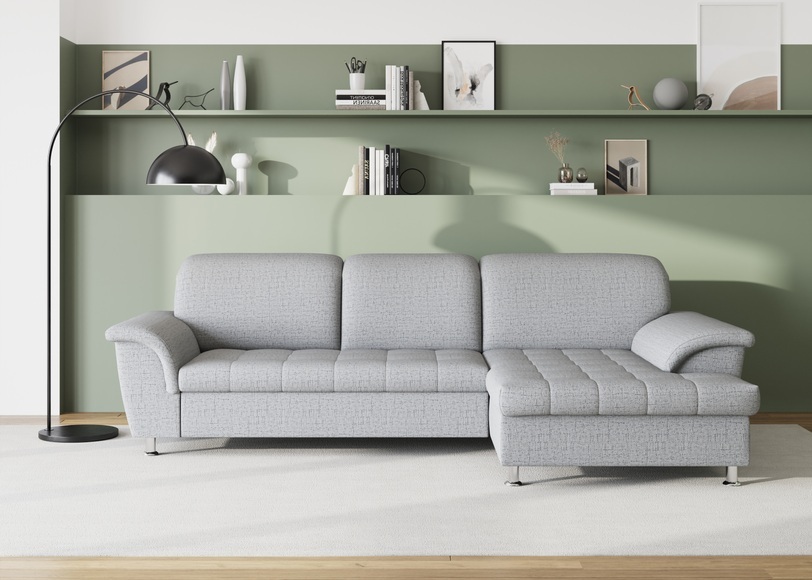DOMO collection Ecksofa »Franzi«, wahlweise mit Bettfunktion, Bettkasten und Kopfteilverstellung, frei im Raum stellbar