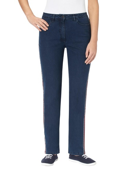Classic Basics Jeans mit rotem Galonstreifen