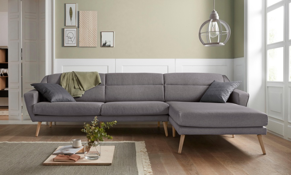 andas Ecksofa »Bille«, mit Naht im Rückenkissen und Beinen aus Eichenholz, Design by Morten Georgsen