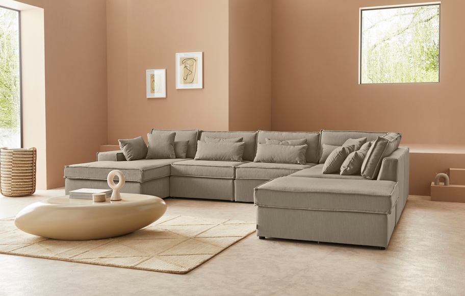 LeGer Home by Lena Gercke Wohnlandschaft »Ceyda«, 6 Teile, zusammengesetzt aus Modulen, in vielen Bezugsqualitäten und Farben, fester Sitzkomfort
