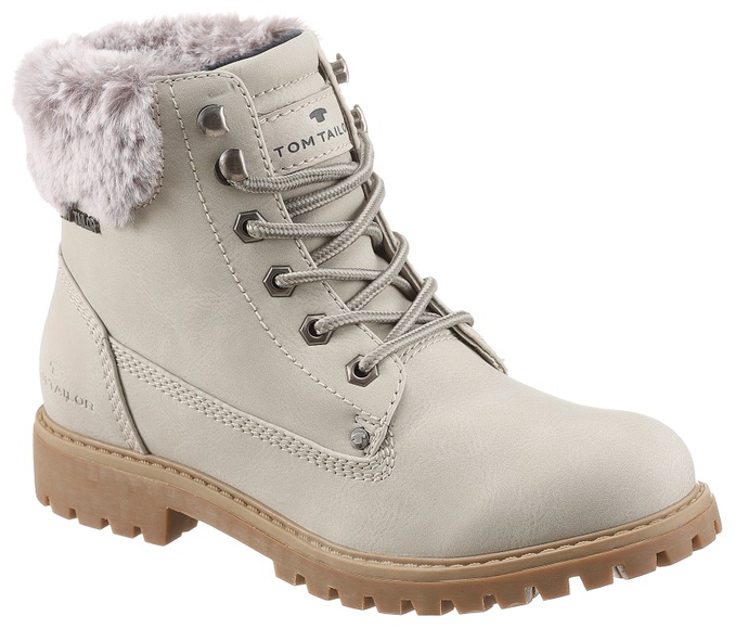 TOM TAILOR Schnürboots, mit Fellimitat-Kragen