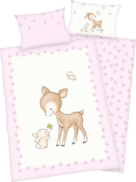 Herding Bettwäsche Flanell Tierfreunde 100 x 135 cm - rosa/pink