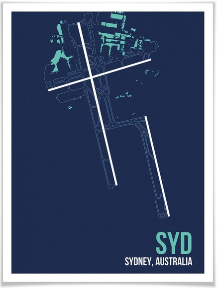 Wall-Art Poster »Wandbild SYD Grundriss Sydney«, Grundriss, (1 St.), Poster, Wandbild, Bild, Wandposter